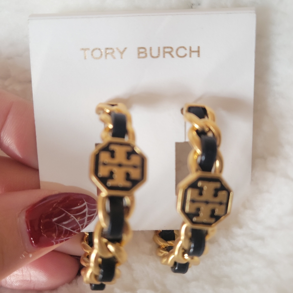 Tory Burch earrings / woven chain hoop 1.5 "